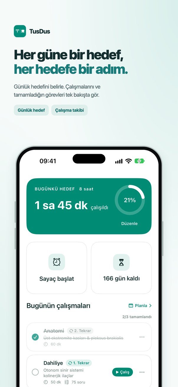 Günlük hedef, çalışma sayacı ve bugünün görevleri.