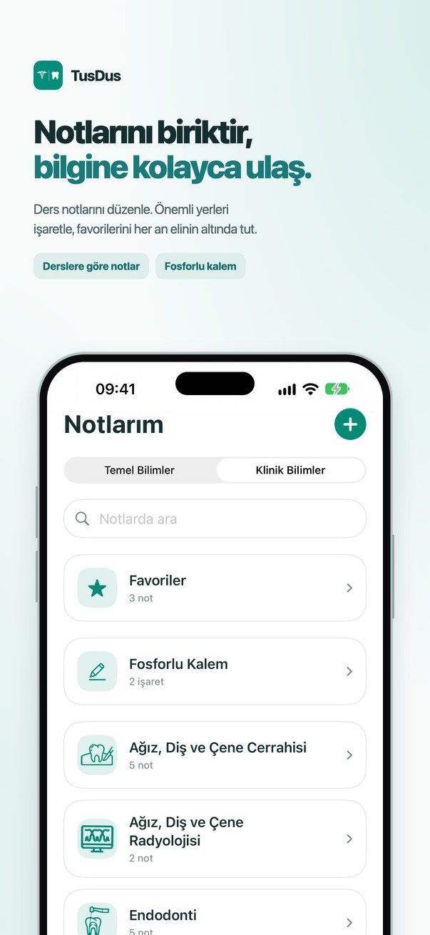 Derslere göre notlar, favoriler ve fosforlu kalem.